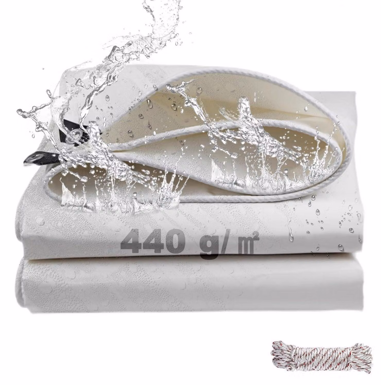 Telo copri carico per camion, dimensioni 4x6 metri, 440 g/m², PVC pesante, impermeabile, con occhielli, colore bianco