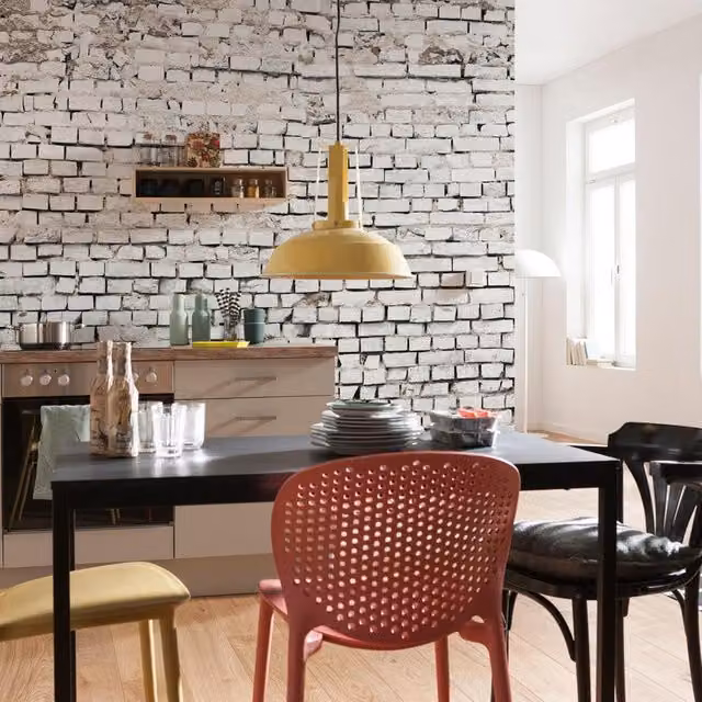 Fotomurale KOMAR White brick Multicolore L: 368 cm, H: 254 cm