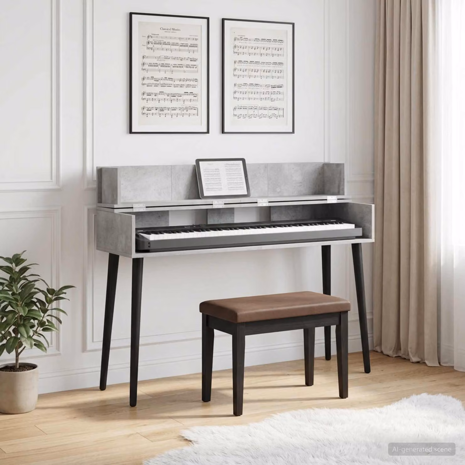 Scrivania da studio moderna vidaXL Grigio, L 152 x P 40 x H 19,5 cm
