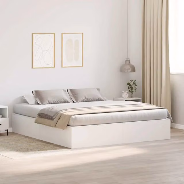 Struttura letto con contenitore con porta Bianco 200 x 200 cm 3335357