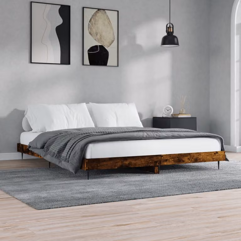 Giroletto senza materasso vidaXL in rovere fumo con doghe fisse L/P: 200 x 200 cm