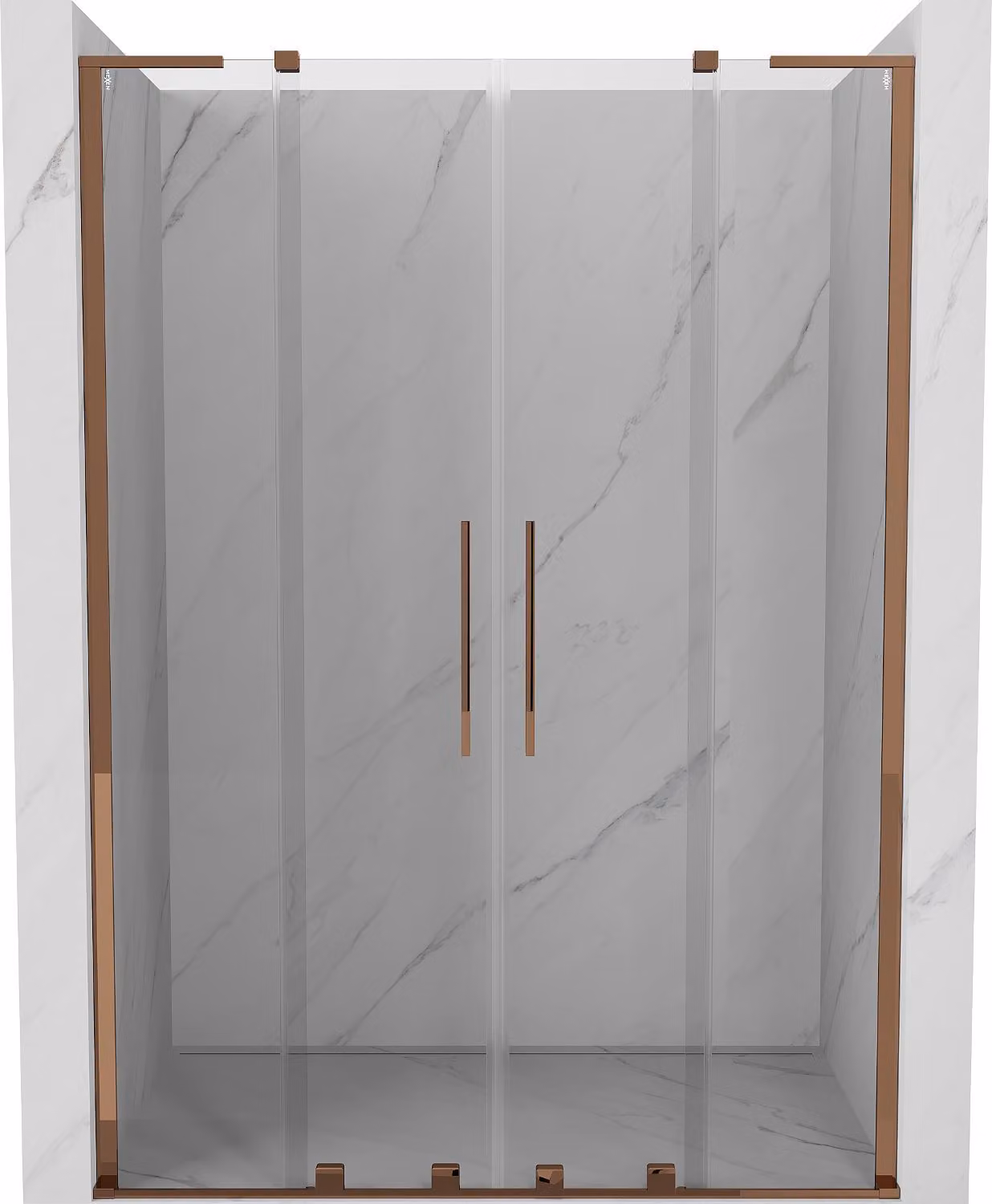 Mexen Velar L Duo porte doccia scorrevoli 140 cm, trasparente, oro rosa - 871-140-003-02-60