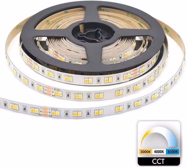 Striscia LED adesiva Trade Shop Traesio CCT da 3000K a 6500K, 55W, 24V, Dimmerabile, Bobina da 5m