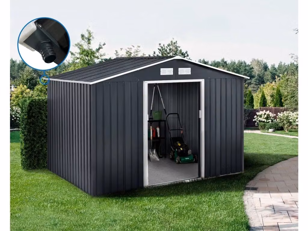 Capanno da giardino in metallo Vegas HABITAT ET JARDIN con grondaia, colore antracite, superficie 7,06 m² – 2