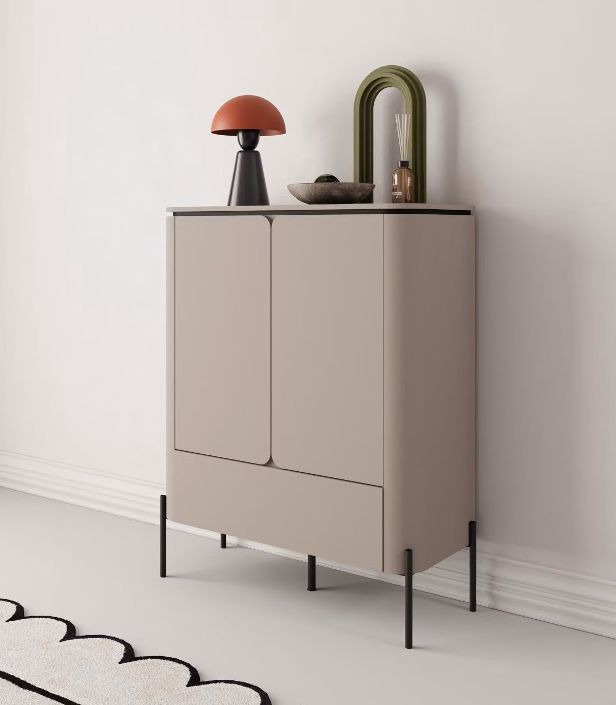 Cassettiera con ante e cassetto CARINE - beige