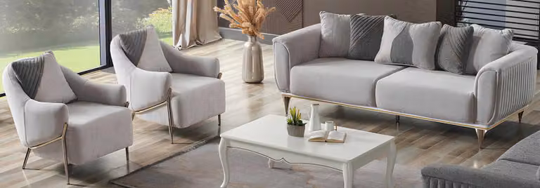 3-Sitzer Sofa mit 2 Sesseln – Elegantes Wohnset für Ihr Zuhause