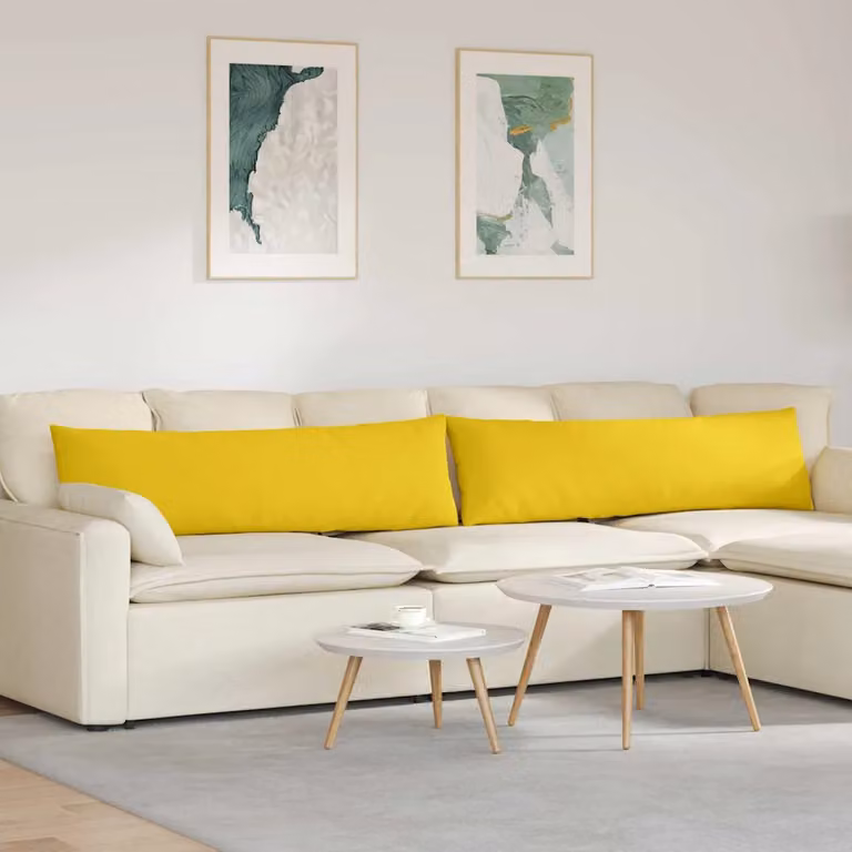 Set di 2 cuscini da divano vidaXL in tessuto giallo, forma rettangolare, L 145 cm x P 40 cm