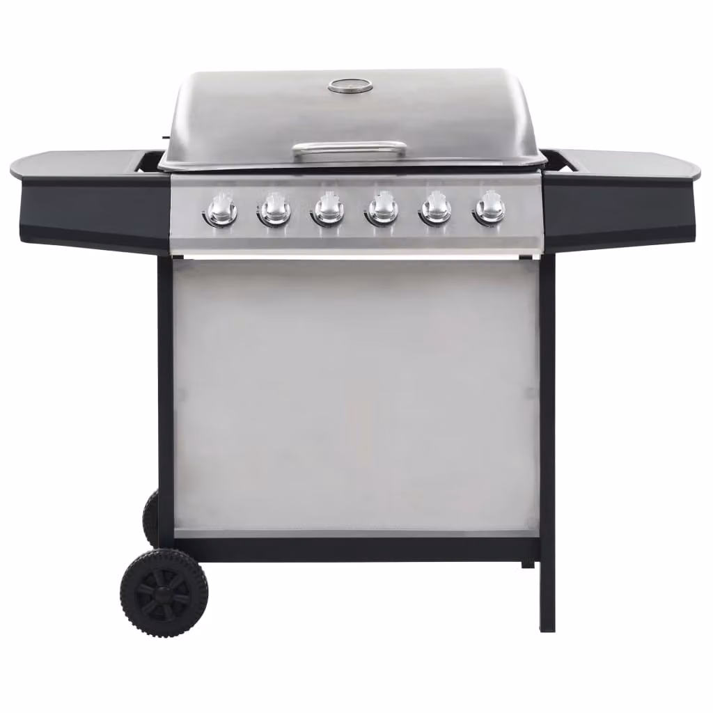 vidaXL Barbecue a gas a 6 fiamme in acciaio inox argento
