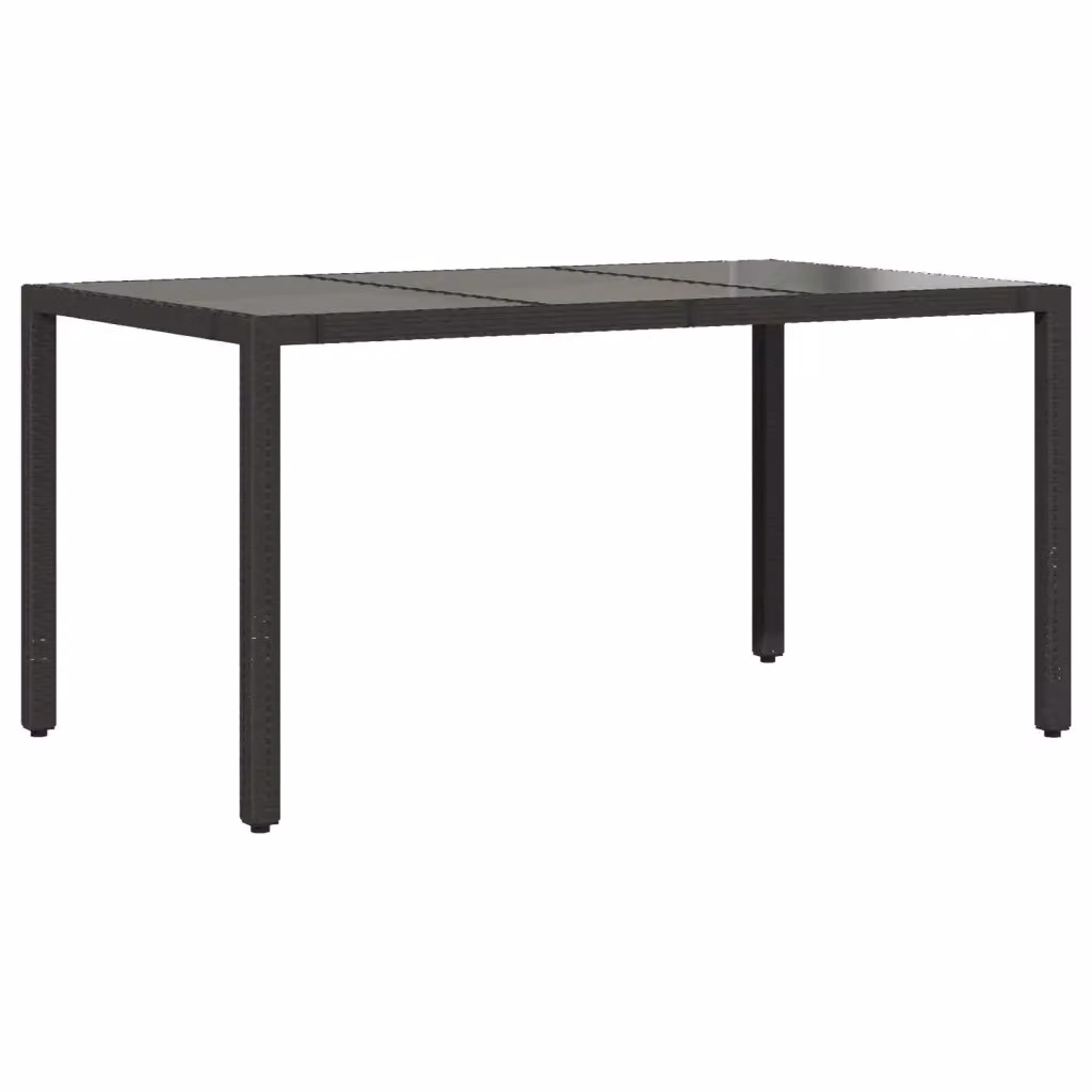 Tavolo da giardino rettangolare vidaXL in polyrattan con piano in vetro nero L: 150 cm, P: 90 cm, H: 75 cm – 2