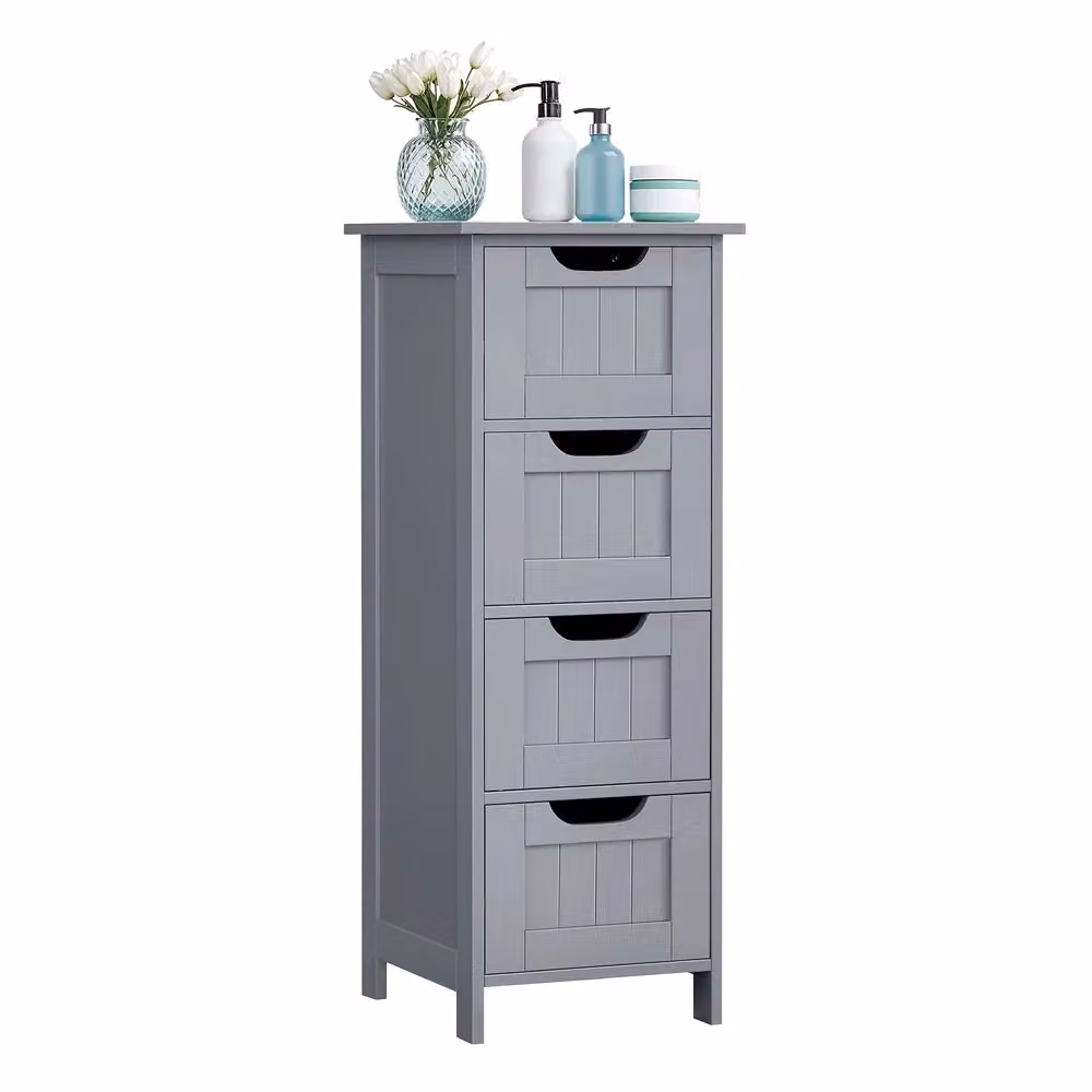 Mobile da Bagno, Cassettiera, con 4 Cassetti, 30 x 30 x 82 cm, Grigio Mistico