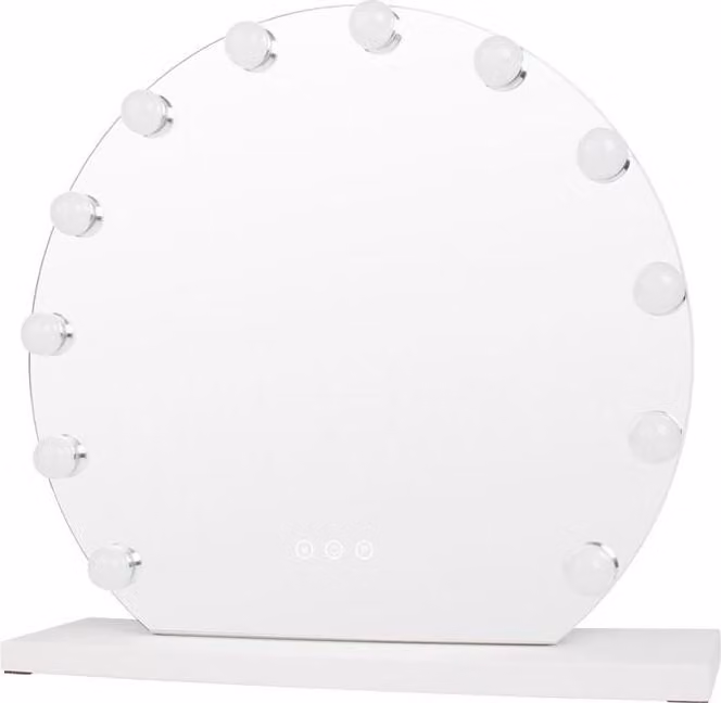 UNIQ London Specchio da trucco rotondo con 12 luci LED e funzione touch - Bianco