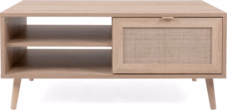 Calicosy - Tavolino basso 2 nicchie L100 cm - Stampa effetto rattan
