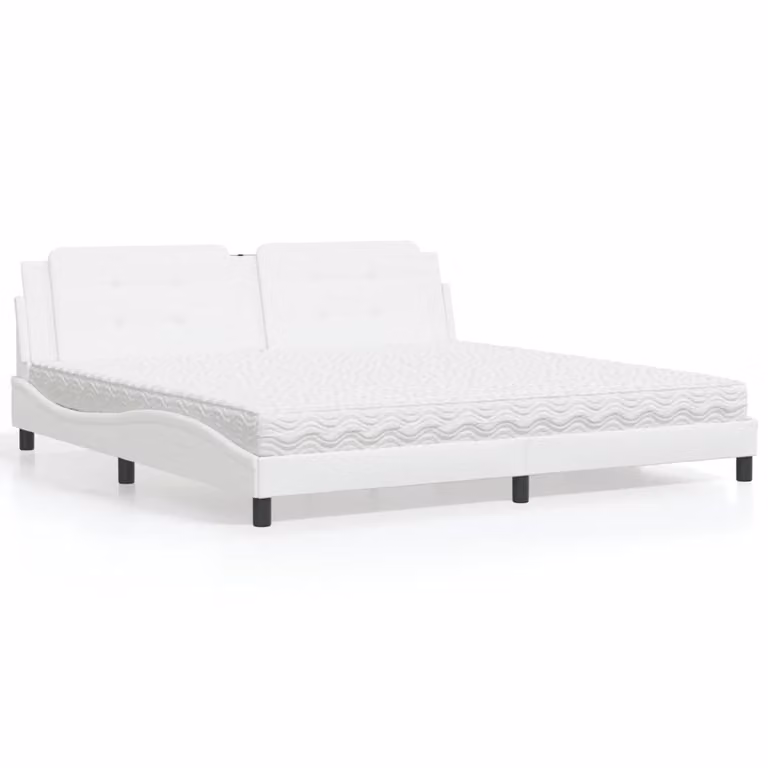 Letto con Materasso Zadar vidaXL Bianco in Similpelle L/P: 200 x 200 cm
