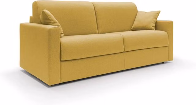 Divani.Store Chris Divano letto matrimoniale in tessuto giallo con coperture rimovibili