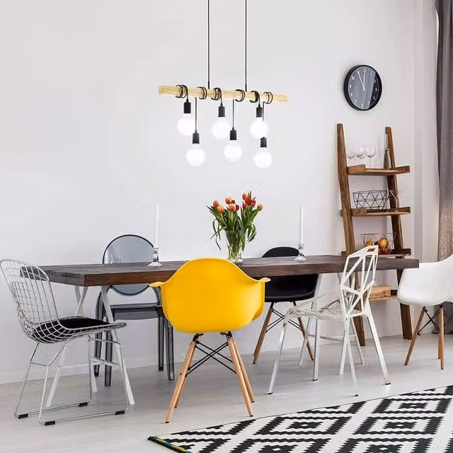 Lampadario a sospensione Eglo Townshend in legno e metallo marrone stile industriale