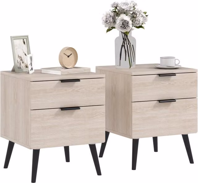 Set di 2 Comodini in Stile Scandinavo Giordanoshop in Legno di Pino, L/P/H: 40 x 40 x 50 cm