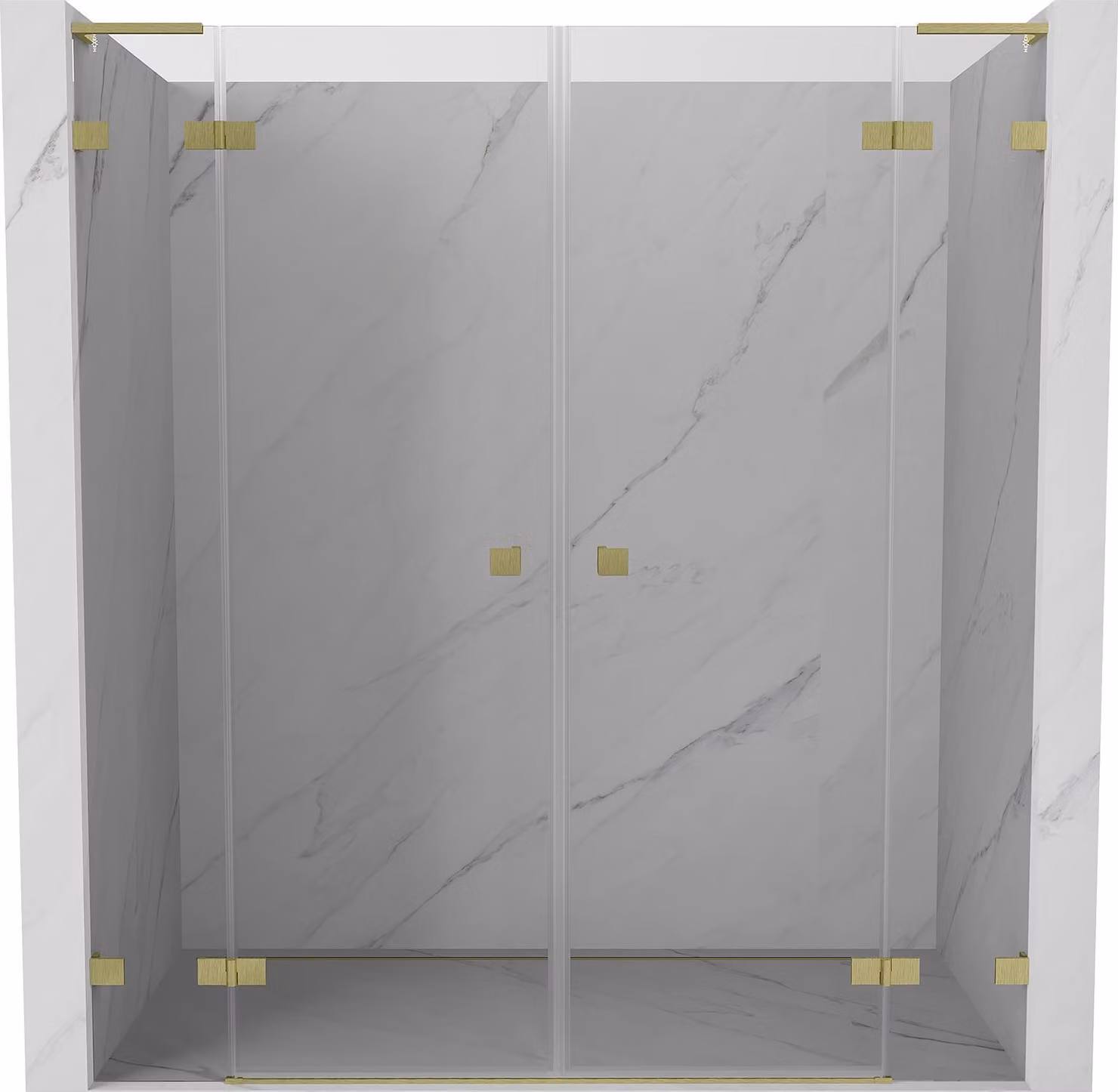 Mexen Lunar L Duo porta doccia a battente 170 cm, trasparente, oro spazzolato - 834DL-170-000-55-00