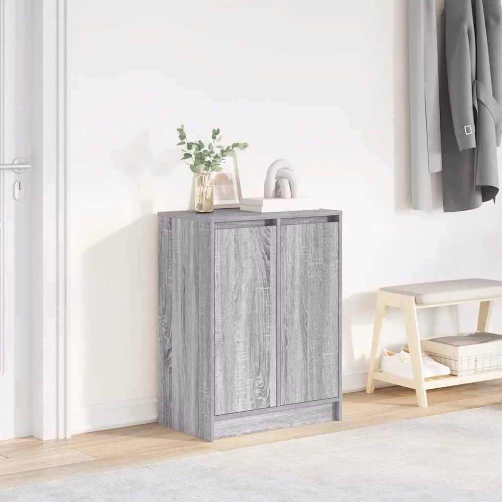 Scarpiera moderna vidaXL in legno multistrato grigio, sospesa a parete, L: 57 cm, P: 34 cm, H: 76 cm
