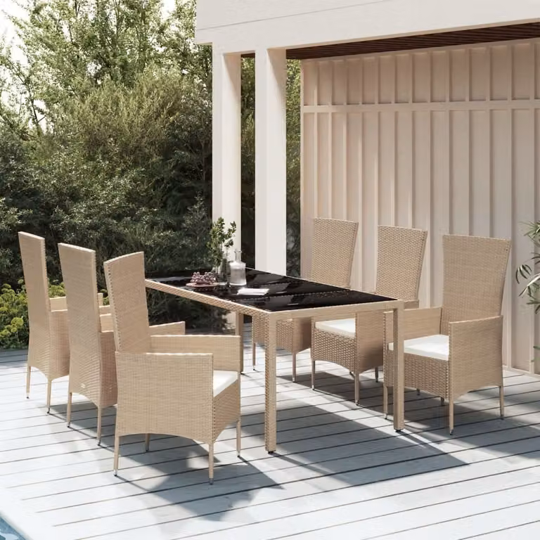 Maison Exclusive - Set da pranzo da giardino 7 pezzi con cuscini in polyrattan beige