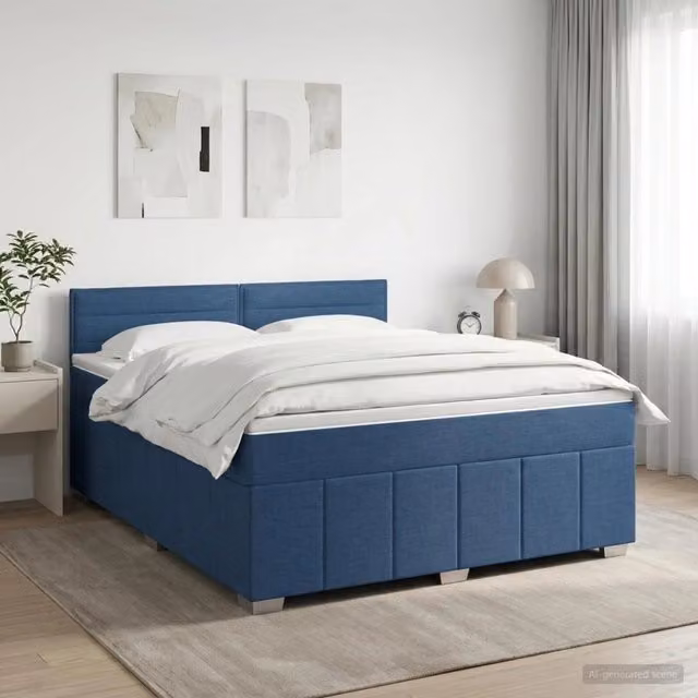 Letto box spring con materasso Blu 140 x 200 cm Tessuto 3451226