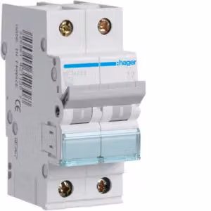 Interruttore automatico bipolare 6 kA, curva C, 13 A, 2 moduli