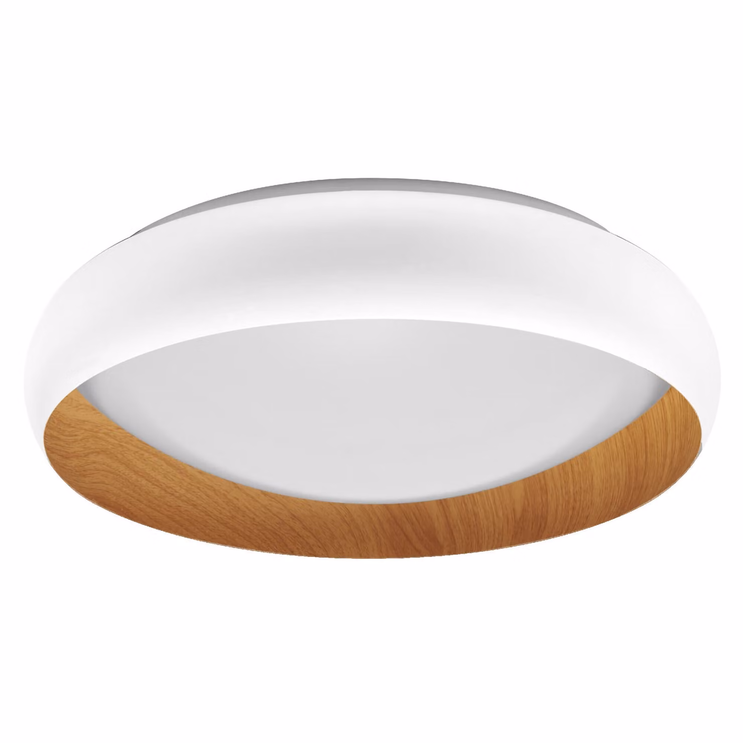 LEDVANCE ORBIS Livia Plafoniera LED con anello in metallo, decorazione bianco/legno, 24W, 1200lm, 3000K, 430mm, 830 friendly warm white, dimmerabile in 3 fasi con un clic, IP20, viti/spine incluse