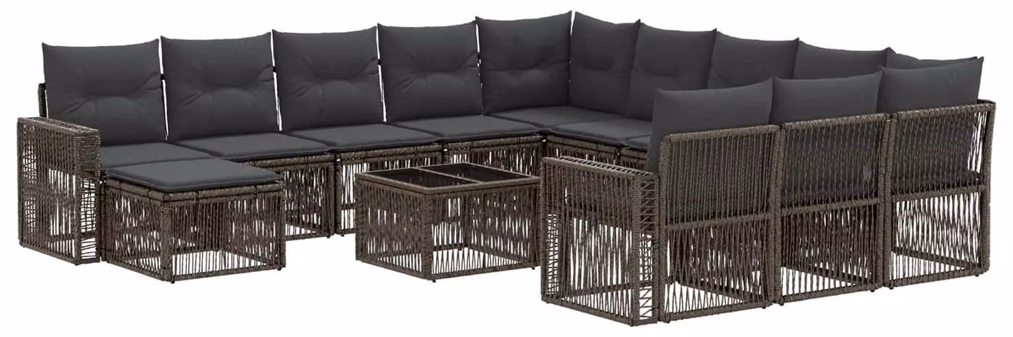 Set Divano da Giardino 13 pcs Grigio e Grigio Scuro polyrattan