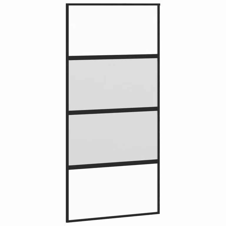 Porta Scorrevole Nera 102,5x205 cm Vetro Temperato e Alluminio