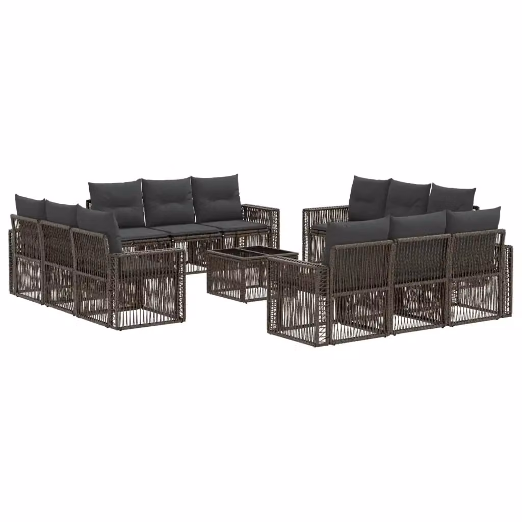 Set Divano da Giardino a Forma a U vidaXL in Polyrattan Grigio e Antracite con Tavolino e Cuscini – 2