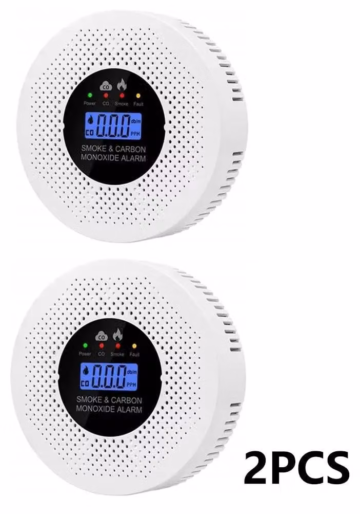 Rilevatori di monossido di carbonio e fumo - Display LCD - Monitoraggio in tempo reale - Allarme acustico e visivo - Alimentazione a batteria - Confezione da 2 - Batterie non incluse