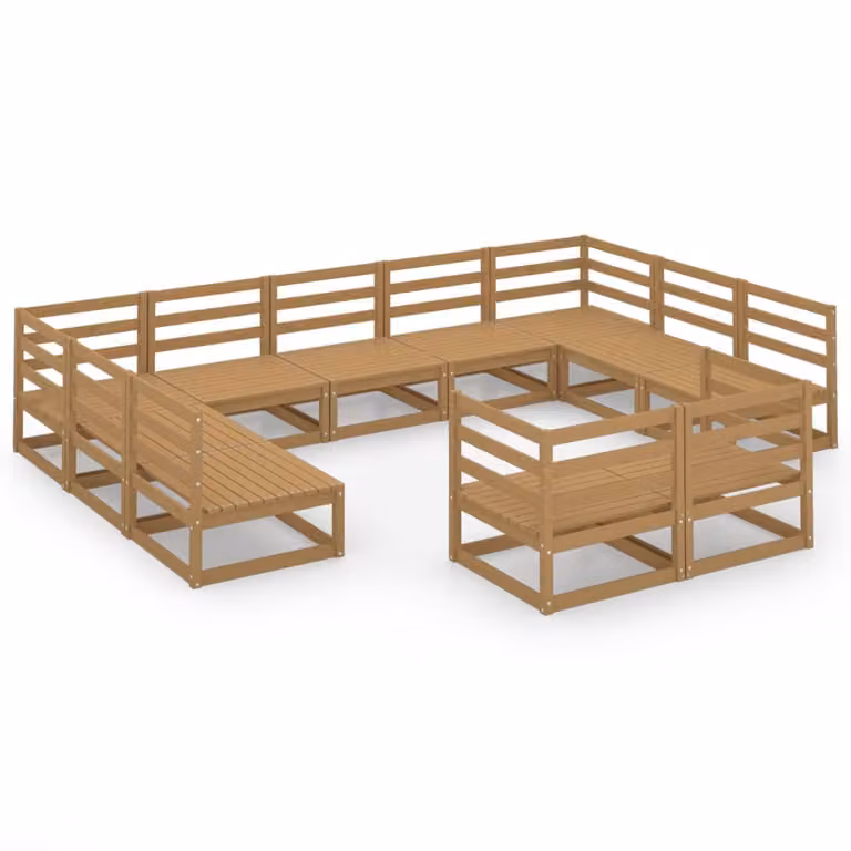Set Divani da Giardino 11 pz in Legno Massello di Pino