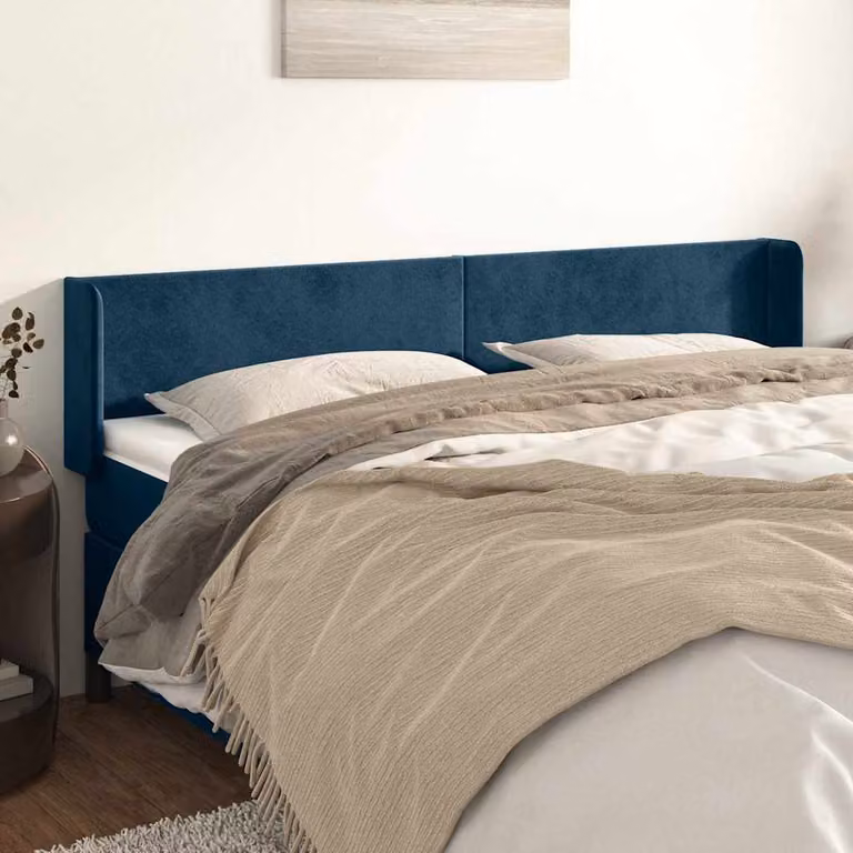 Testiera ad orecchio vidaXL in velluto blu scuro L: 163 cm, P: 16 cm, H: 78-88 cm
