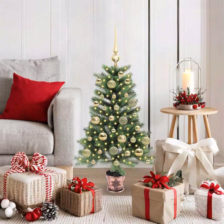 Maison Exclusive - Albero di Natale con 150 luci LED, base inclusa, colore verde, altezza 90 cm, materiale: polietilene