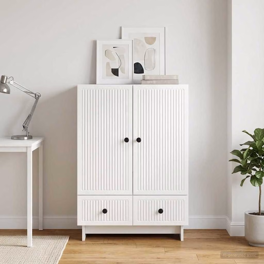 Credenza vidaXL Bianco Lucido in Legno MDF L: 66 cm, P: 34,5 cm, H: 95 cm
