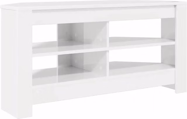 Mobile TV angolare moderno ed essenziale 102 x 40,5 x 45 cm in stile contemporaneo in legno multistrato bianco lucido 02_0054684