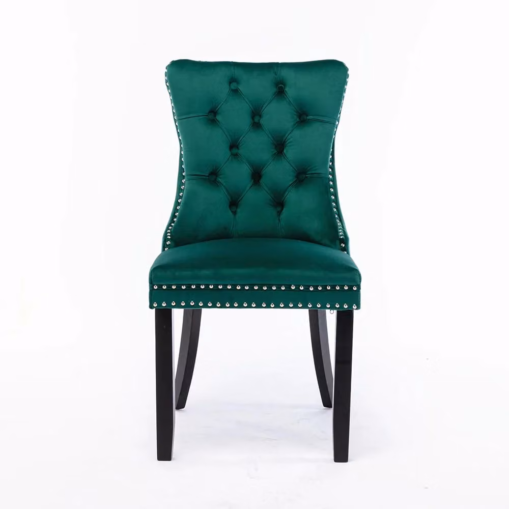 Set di 2 sedie Nikki Xylo in velluto verde con gambe in legno – 2