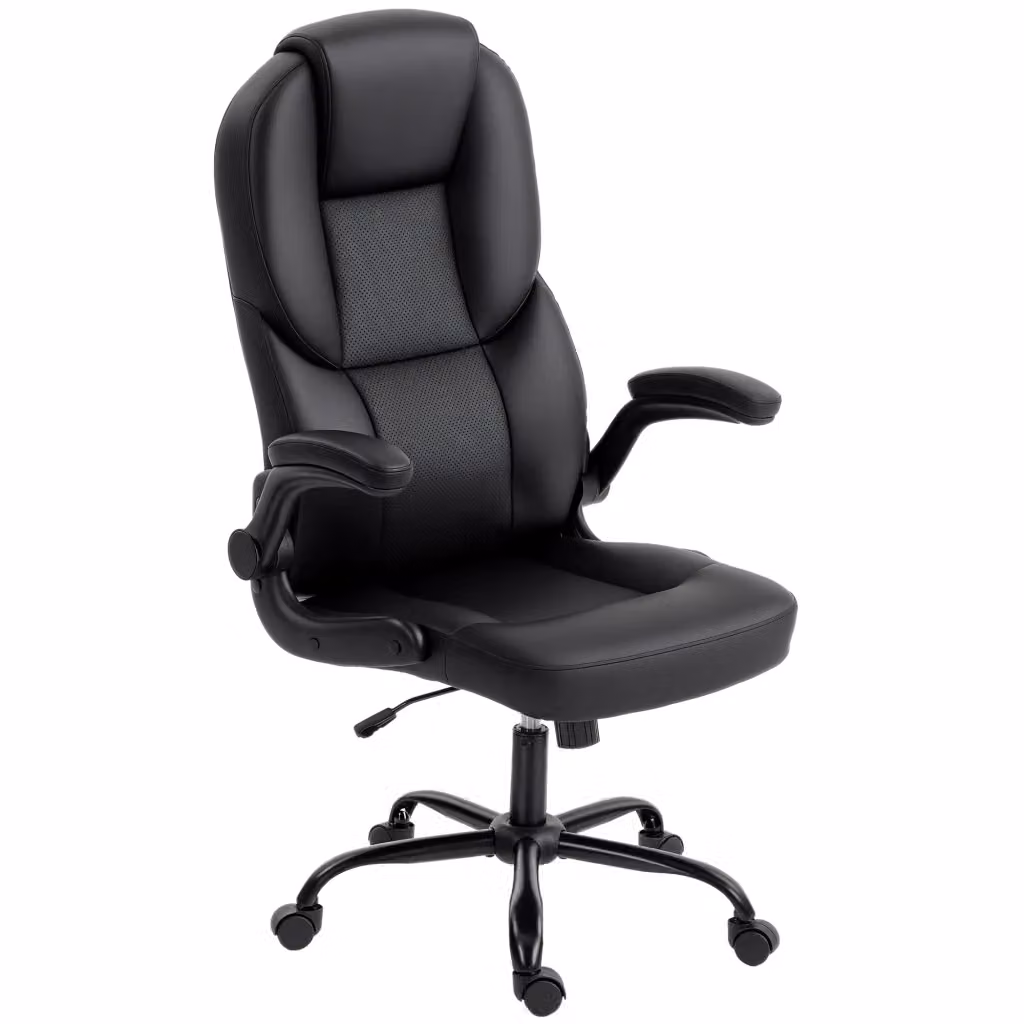 Sedia da ufficio girevole DESIGN IN in ecopelle nera con braccioli e schienale alto, Altezza: 74 cm, 120 cm – 2