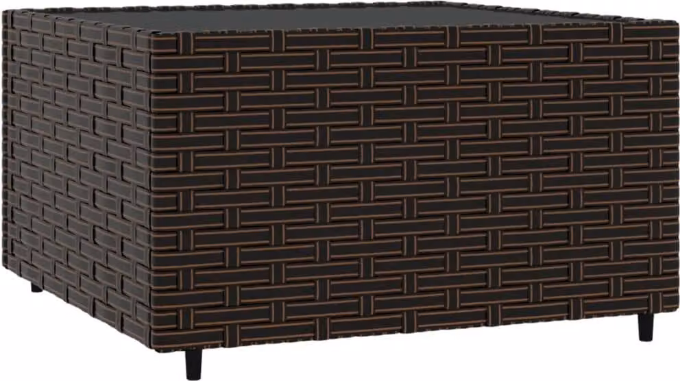 Tavolino Quadrato da Giardino Marrone 50x50x30cm in Polyrattan