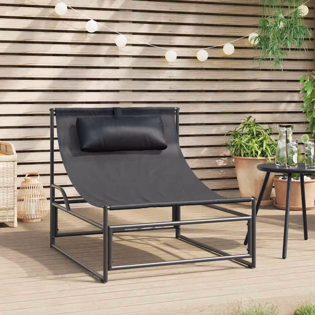 Sedia a sdraio da giardino vidaXL color antracite con struttura in acciaio e seduta in textilene, L 87 cm x P 74 cm x H 73 cm