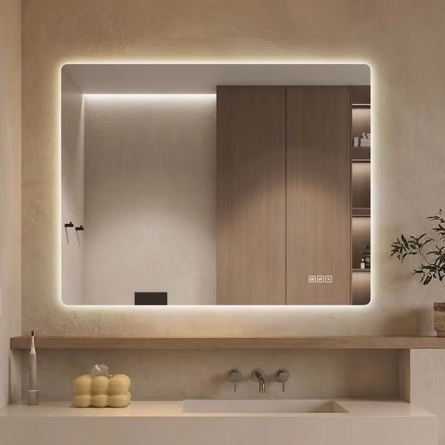 Specchio bagno led 70x90 specchio retroilluminato senza cornice; dimmerabile; antiappannamento; argento