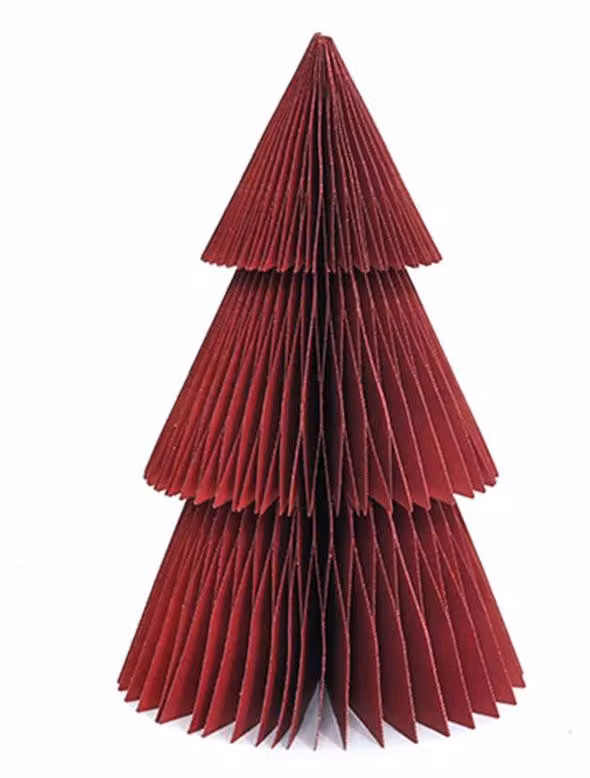 Albero di Natale in carta alveolare, colore rosso, dimensioni 22,5 cm