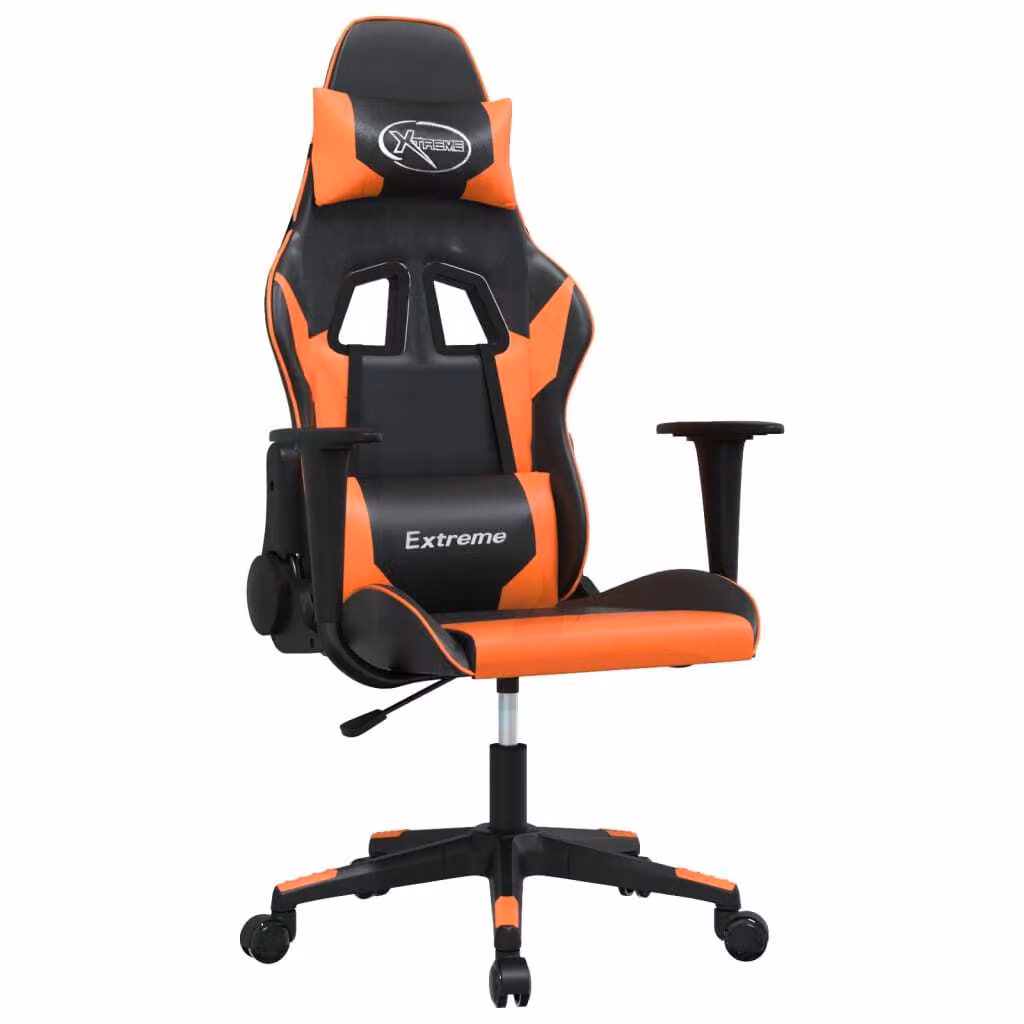 Sedia da Gaming Nero e Arancione in Pelle finta