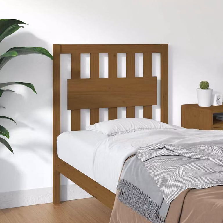 Testiera per letto vidaXL in legno massello di pino, colore marrone, L 80,5 cm x H 100 cm x P 4 cm