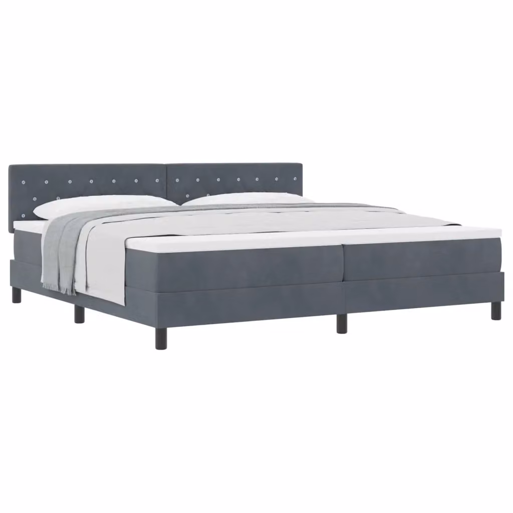 Letto a molle moderno vidaXL in velluto grigio con struttura imbottita L/P/H: 200 x 200 x 203 cm – 2