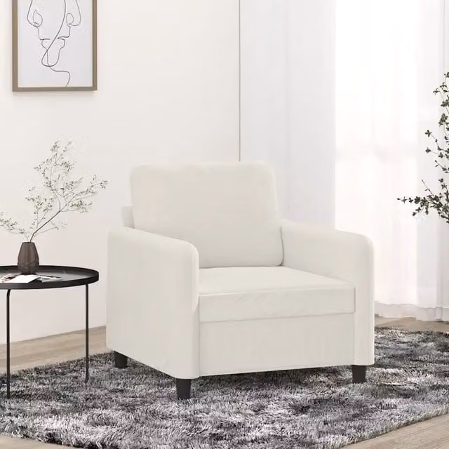 Poltrona moderna vidaXL in velluto beige con struttura in metallo e braccioli