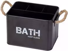 Set di 4 cestini porta oggetti da bagno Wenko in metallo nero L/P/H: 19 x 13 x 12,5 cm