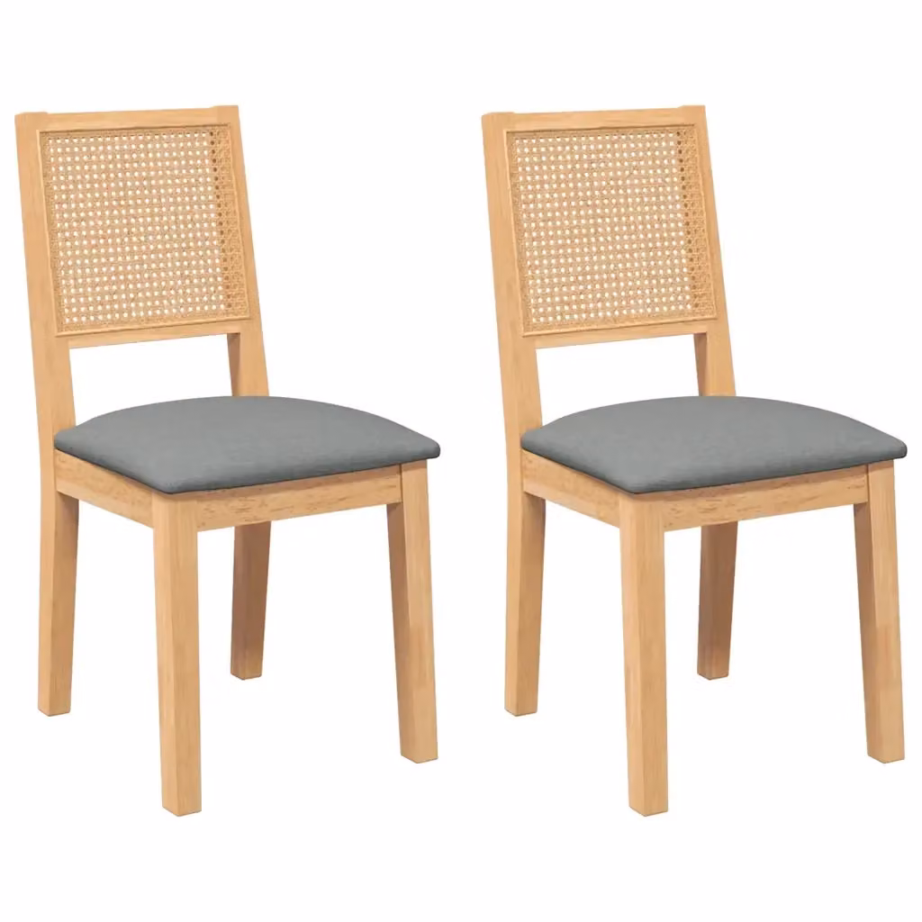 Set di 2 sedie da pranzo moderne vidaXL in legno di Hevea con cuscini in tessuto grigio – 2