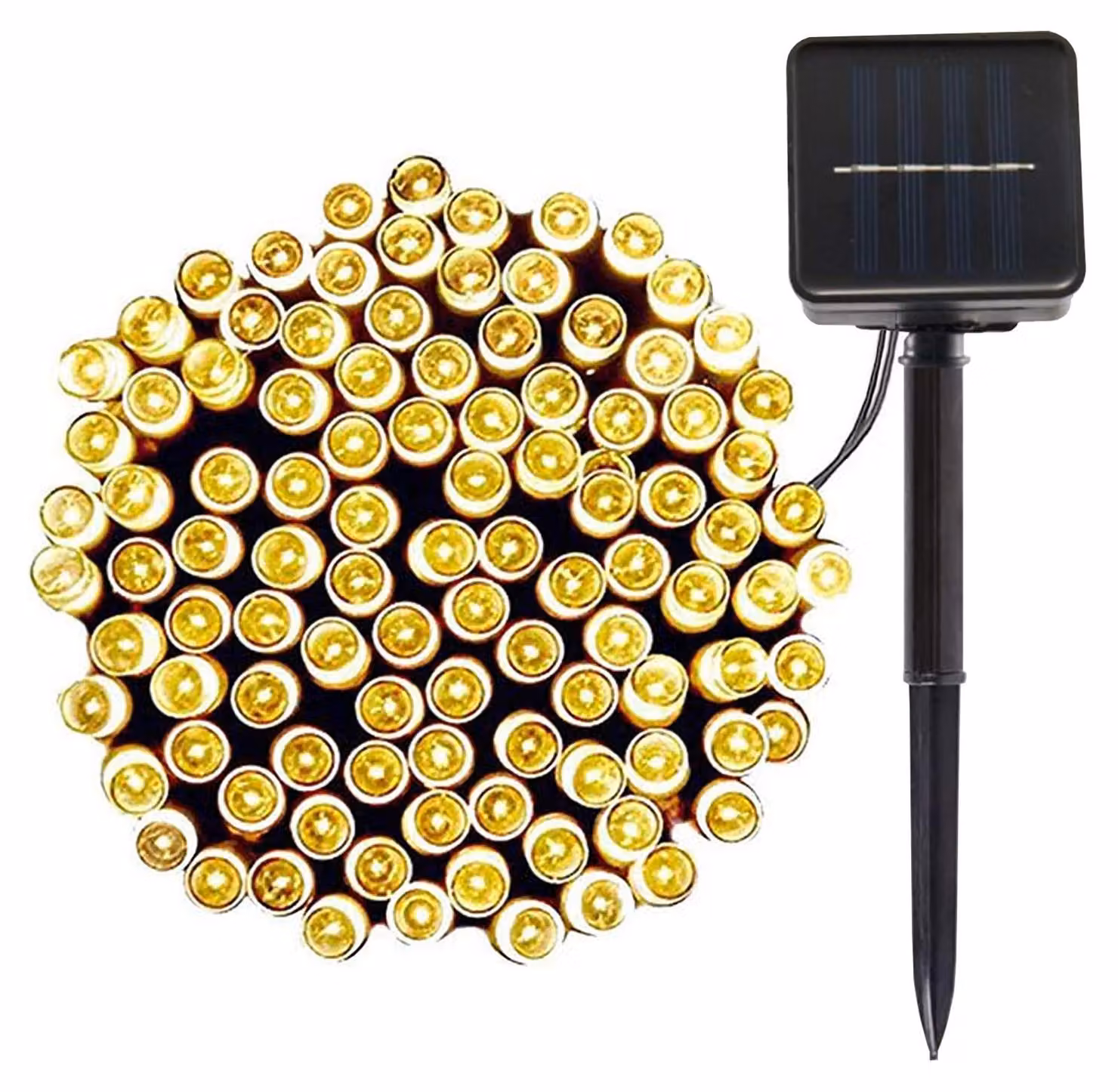 Catena luminosa solare, 12 metri, 100 LED, luce bianca calda, 8 modalità, impermeabile