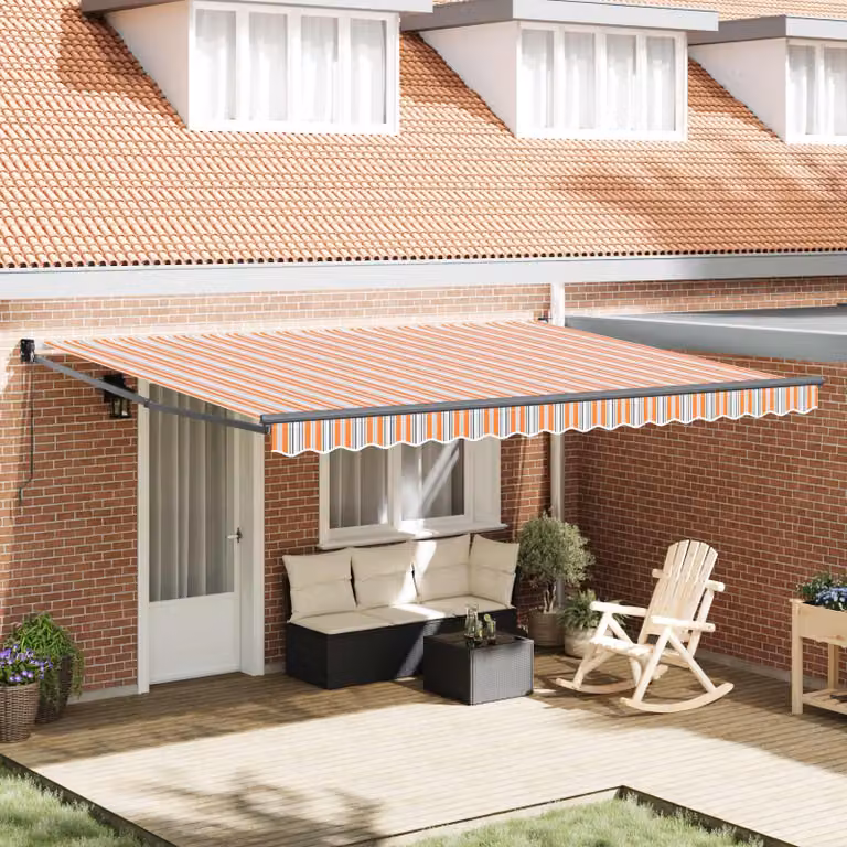 Tenda retrattile vidaXL multicolore con bracci pieghevoli in alluminio e tessuto in poliestere, L: 450 cm, P: 300 cm