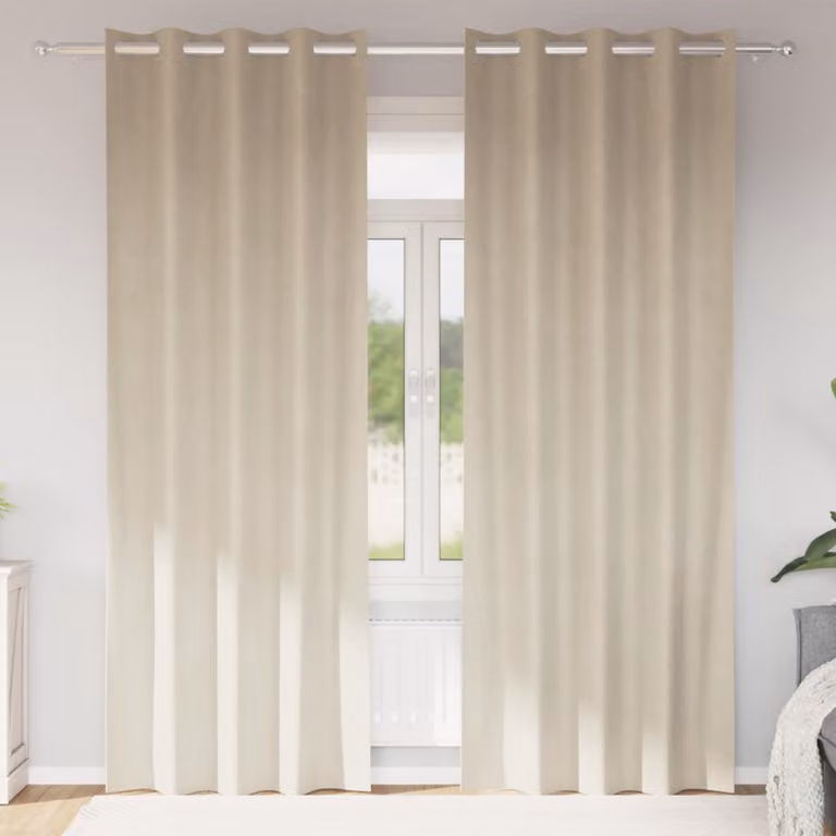 Set di 2 tende oscuranti vidaXL in velluto beige, L: 140 cm, H: 245 cm